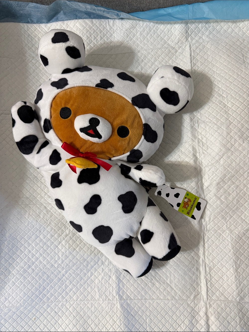 Rilakkuma Cow-Print Bear Stuffed Toy